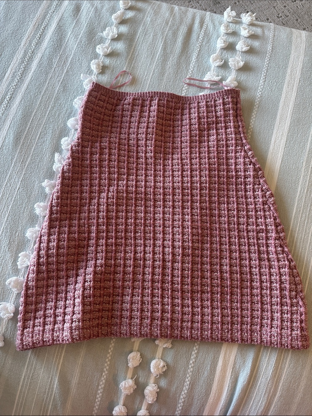 Zara Dusty Pink Waffle Knit Mini Skirt